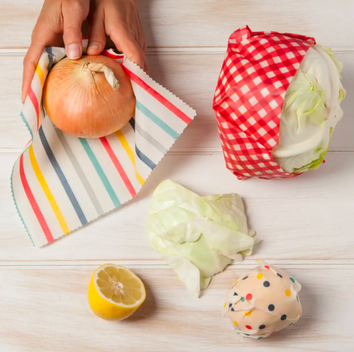 Gingham Dot and Stripe Beeswax Wrap Set of 3